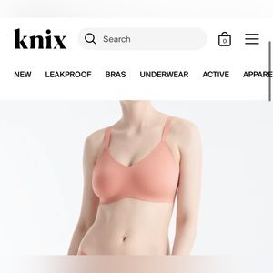 Knix V-Neck Bra- Thin Strap Wireless Bra in Pink Ginger